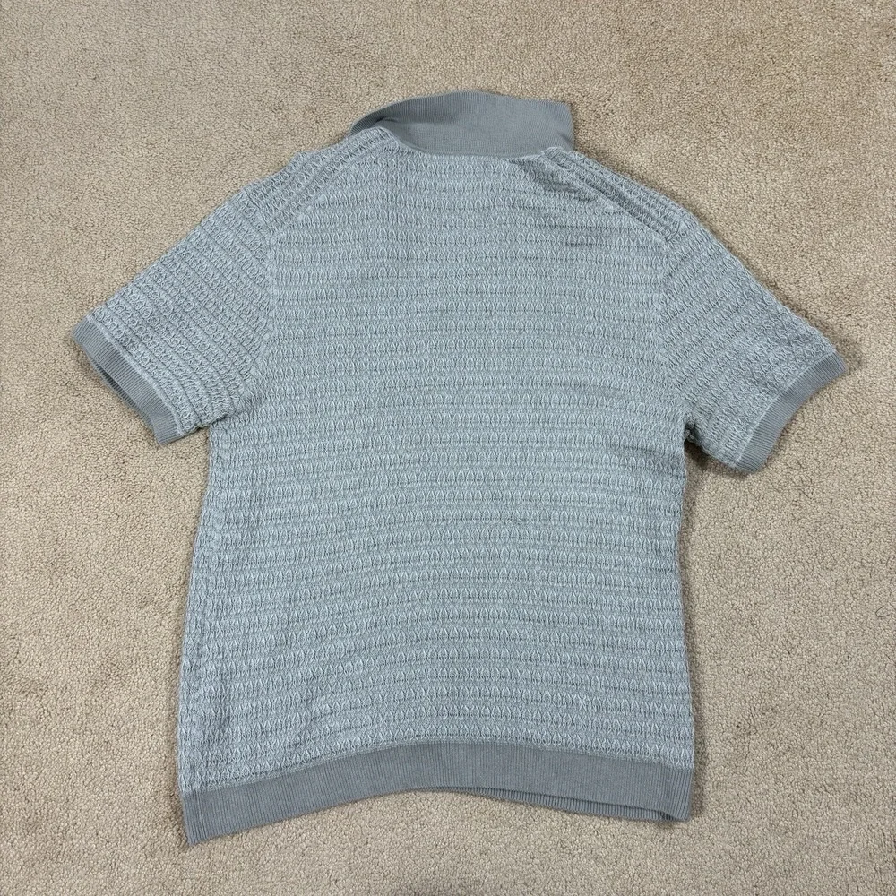 Abercrombie Fitch Shirt Mens Medium Gray Polo Knit Sweater Crochet